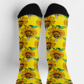 Chaussette Bee on Sunflower Flower Pattern Design Yellow (Haut)