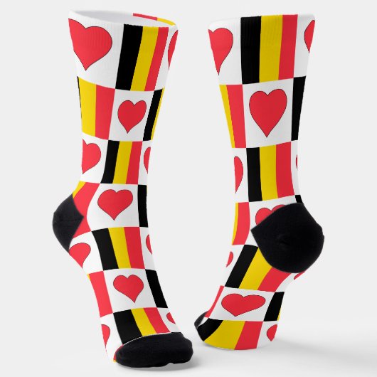 Chaussette Belgique Drapeau Coeur Motif Fun Belgian Pride (Angulaire)