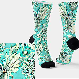 Chaussette Belle lumière Turquoise florale