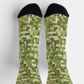 Chaussette Belle motif en tricot de mamie vert olive (Haut)