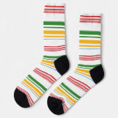 Chaussette Belle rayures vert jaune jettent oreiller (Gauche)
