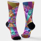 Chaussette Belles couleurs arc-en-ciel Art fractal Abstrait (Angulaire)