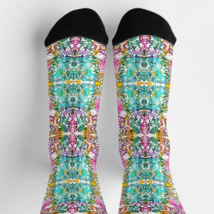 Chaussette Belles fleurs blanches