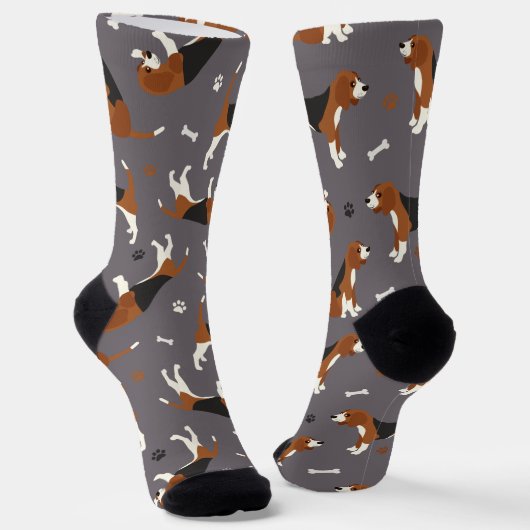 Chaussette Belles pattes Beagles et des os Chaussettes gris (Angulaire)