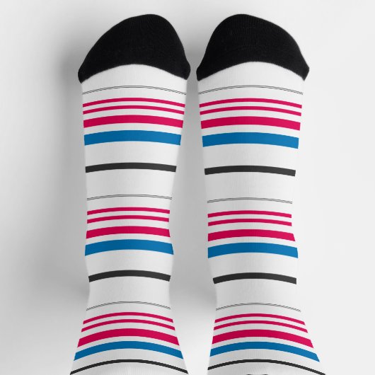 Chaussette Belles rayures blanches bleues (Haut)