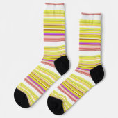 Chaussette Belles rayures jaunes blanches (Gauche)