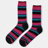 Chaussette Belles rayures rose noire (Gauche)