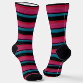 Chaussette Belles rayures rose noire (Angulaire)