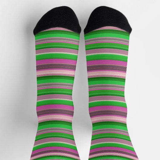 Chaussette Belles rayures vert violet (Haut)