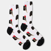 Chaussette Bernedoodle festif et mignon portant un chapeau de (Droite)