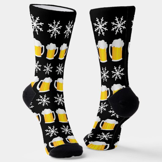 Chaussette Bière de Noël et Motif de flocons de neige (Angulaire)