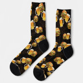 Chaussette Bière hamburger sur le noir (Gauche)