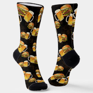 Chaussette Bière hamburger sur le noir