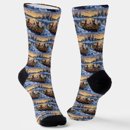 Chaussette Biewer Terrier Noël Bateau Vacances (Angulaire)