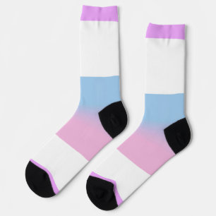 Chaussette Bigender violet rose bleu rayé LGBT