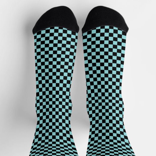 Chaussette Black and Blue Checkered Pattern Print Design (Haut)