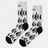 Chaussette Black And White Angel Fish Design Personalised (Gauche)