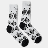 Chaussette Black And White Angel Fish Design Personalised (Droite)