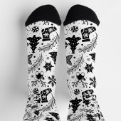 Chaussette Black and White Christmas Pattern Socks 