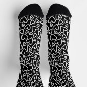 Chaussette Black and White Hearts Love Pattern Socks (Haut)