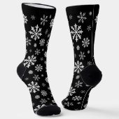 Chaussette Black And White Snowflake Pattern Winter Design (Angulaire)