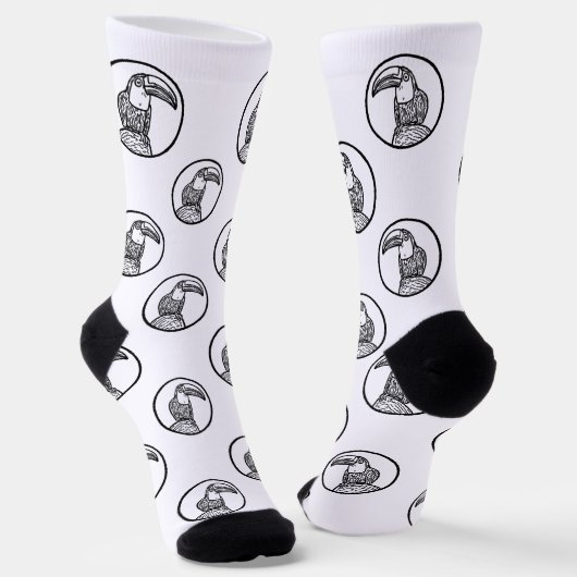 Chaussette Black and White Toucan Doodle Crew Socks (Angulaire)