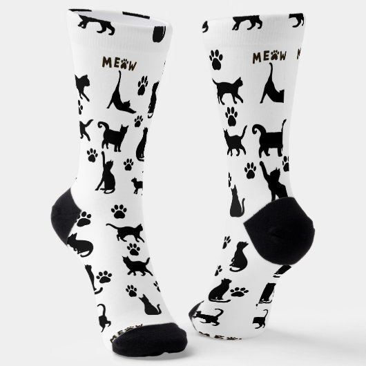 Chaussette Black and White Tuxedo Cat Patterned Socks Gift (Angulaire)