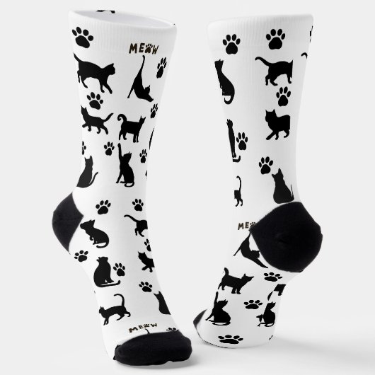 Chaussette Black and White Tuxedo Cat Socks Pattern Gift (Angulaire)