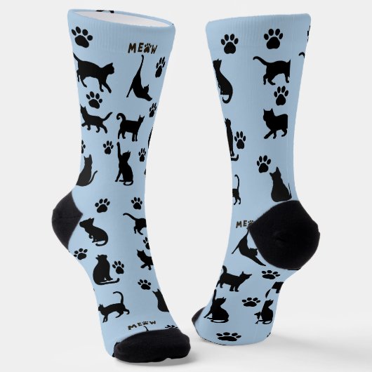 Chaussette Black and White Tuxedo Cat Socks Pattern Gift (Angulaire)