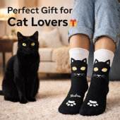 Chaussette Black Cat Socks Gift for Cat Mom & Cat Dad Lovers