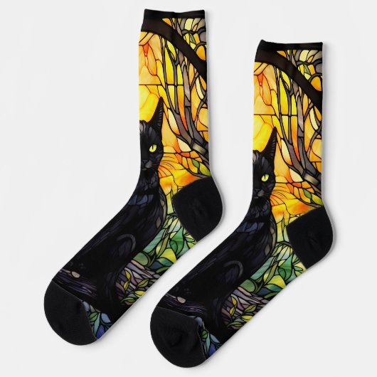 Chaussette Black Cat Vitrail jaune (Gauche)