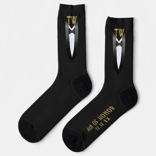 Chaussette Black Cravate Gatsby Homme D'Honneur Funny Tuxedo  (Gauche)