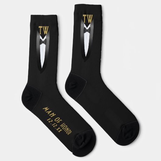 Chaussette Black Cravate Gatsby Homme D'Honneur Funny Tuxedo  (Droite)