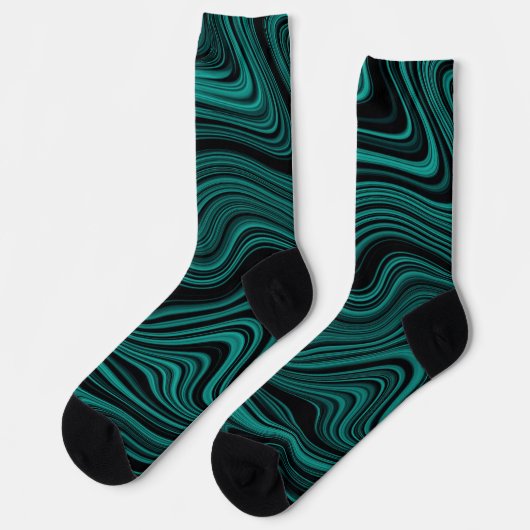 Chaussette Black & Emerald Wavy Abstraction (Gauche)