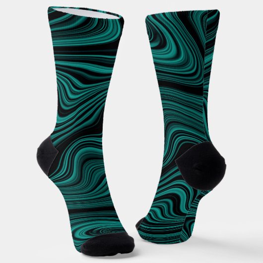 Chaussette Black & Emerald Wavy Abstraction (Angulaire)