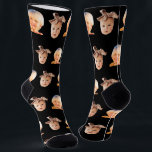 Chaussette Black Funny Personnalisé 2 Face Photo Papa<br><div class="desc">Drôle personnalisé 2 chaussettes d'équipe photo visage pour les papas. Pour utiliser une découpe du visage de votre fils ou de votre fille comme dans l'exemple, l'arrière - plan doit être transparent et le fichier format un png. Vous pouvez télécharger n'importe quelle application mobile ou informatique, ou utiliser le programme...</div>