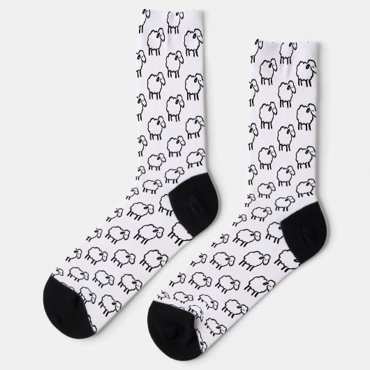 Chaussette Black Line Sheep – Cozy Animal Ink Design on (Gauche)