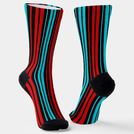 Chaussette Black Red Blue Stripes Pattern   (Angulaire)
