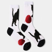 Chaussette Black Silhouette Kitty, with red wool Ball (Droite)