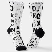 Chaussette Black & White Alphabet Pattern Crew Socks (Angulaire)