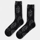 Chaussette Black & White Autumn Leaf Socks | Minimalist Fall  (Gauche)