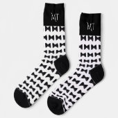 Chaussette Black & White Groomsmen Wedding Monogram (Gauche)