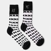 Chaussette Black & White Groomsmen Wedding Monogram (Droite)