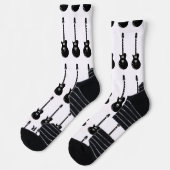 Chaussette Black & White Pop Art Guitare électrique (Gauche)