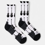 Chaussette Black & White Pop Art Guitare électrique (Droite)