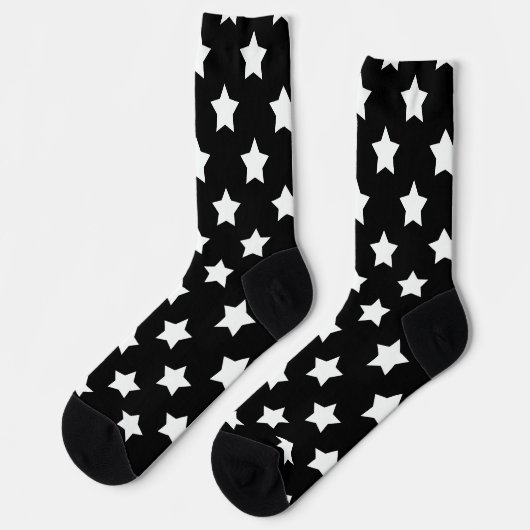 Chaussette Black White Stars Motif Décor (Gauche)