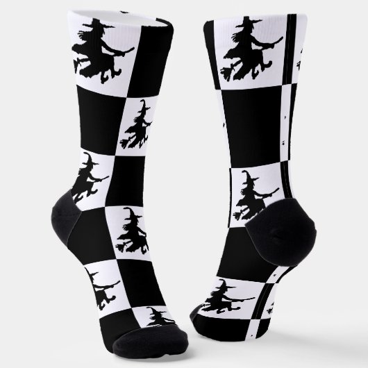 Chaussette Black Witches Black & White Checkered (Angulaire)
