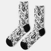 Chaussette Blanc Floral Paisley Design Motif (Gauche)