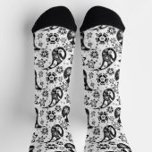 Chaussette Blanc Floral Paisley Design Motif (Haut)