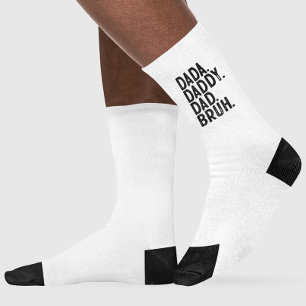 Chaussette Blanc noir DADA DADDY DAD BRUH FÊTE DES PÈRES